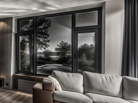 Ventanas de vidrio con casilla de tormenta Ventanas de aluminio colgadas de fondo