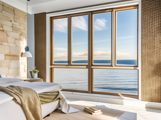 Viviendas modernas de aluminio con ventanas correderas impermeables con acabado de madera