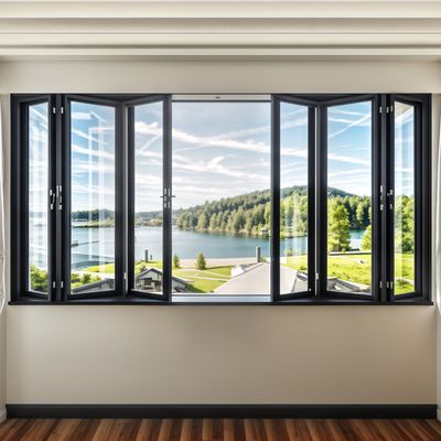 Ventanas industriales de aluminio a medida Ventanas de acordeón deslizante a prueba de fuego