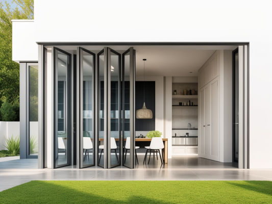 Anodizante Bifold de vidrio plegable Ventanas de reducción de ruido a prueba de viento