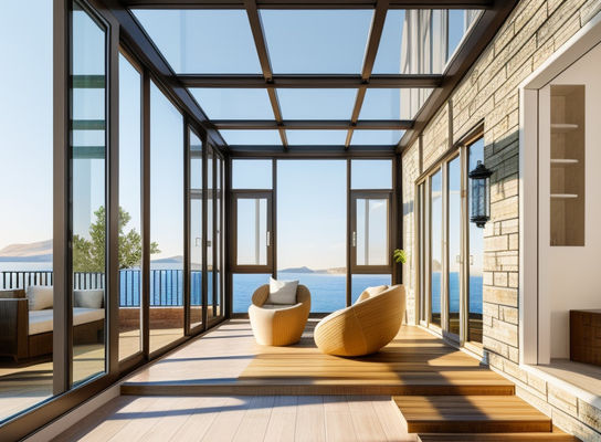 Clase 5 de estanqueidad al aire Ventanas y puertas de aluminio con superficie de grano de madera personalizada